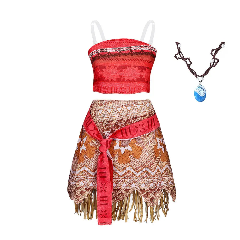 Girls Ocean Adventure Princess Costume – Moana 2 Piece Dress Outfit