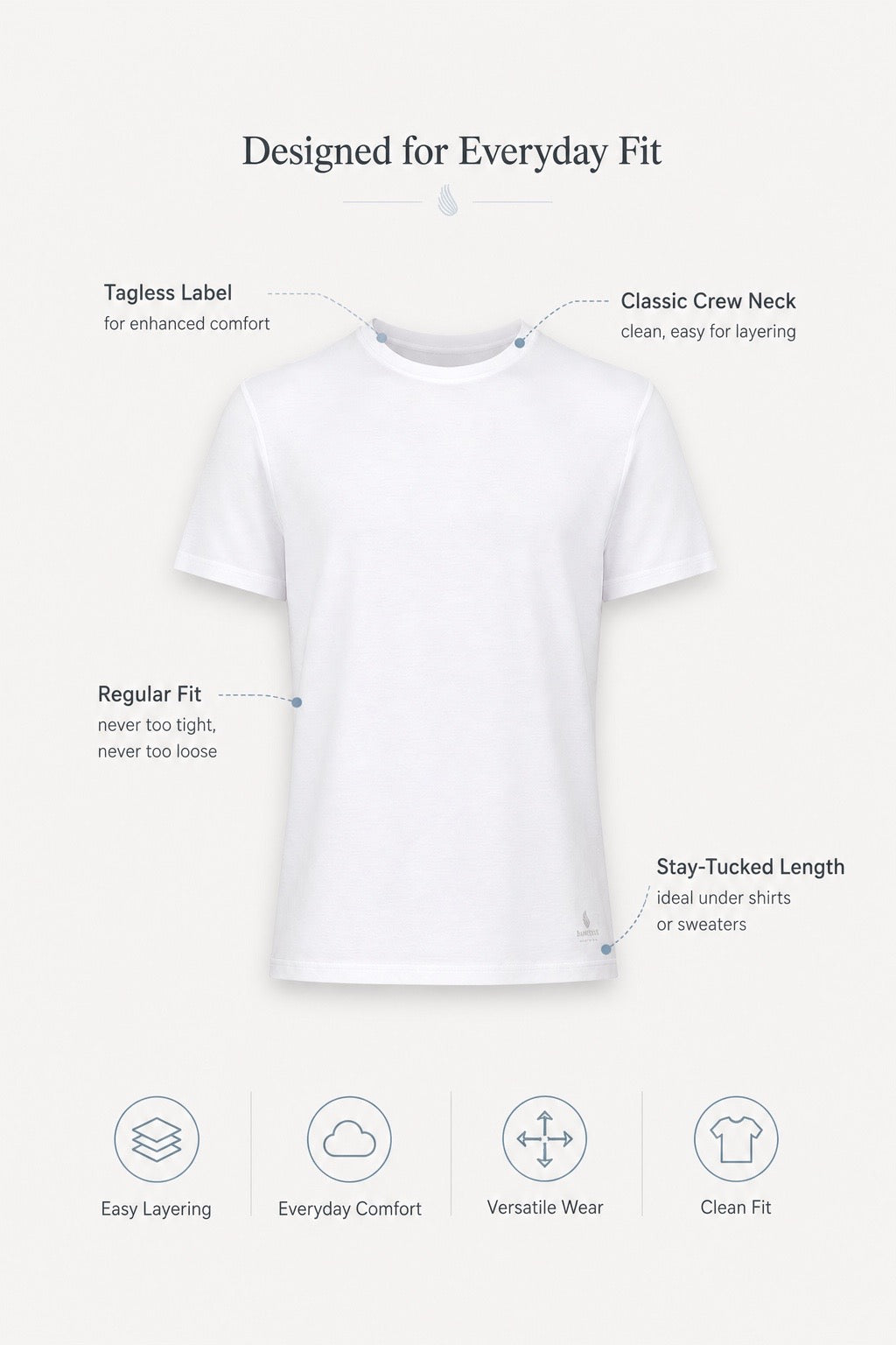 Men’s Bamboo Crew Neck Undershirts 3-Pack